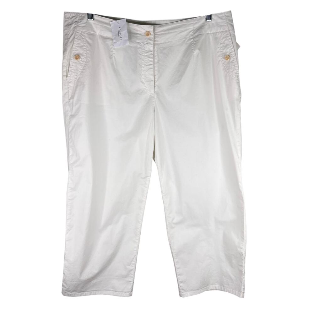 Talbots Woman Stretch White Pants 16W Ankle Wide Leg New